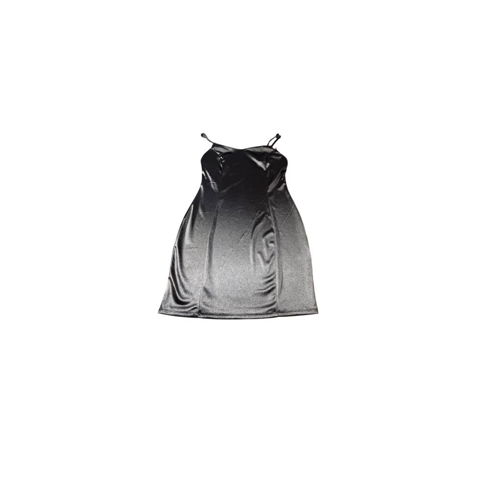 Iris Black Satin Slip Mini Dress Women's Size M